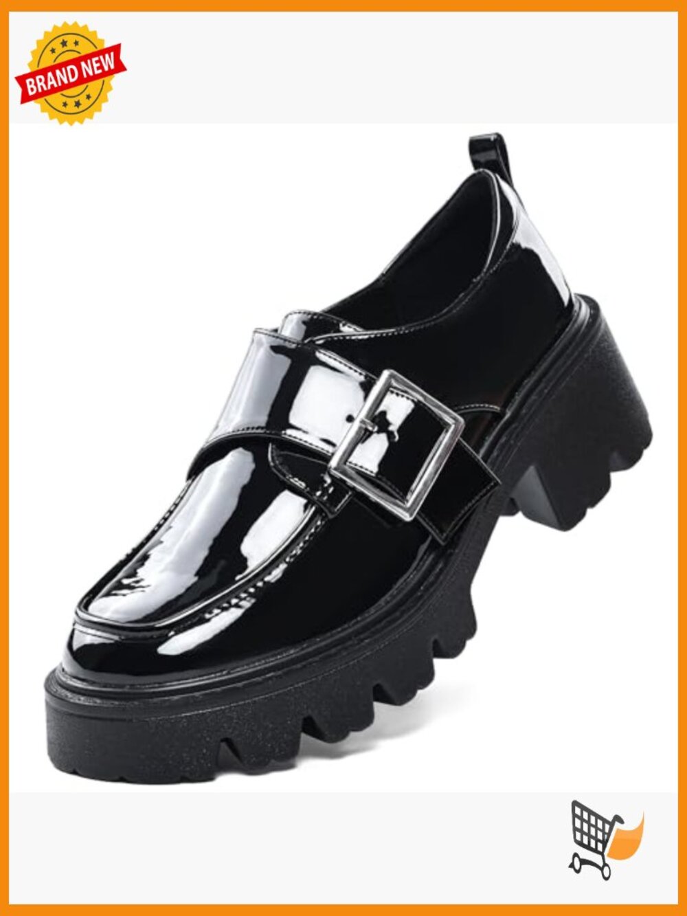 Black Chunky Loafers Slip-On Dressy Shoes for Work Casual - Picture 4 of 6